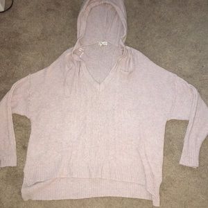 Light pink oversized sweater with hood